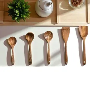 Wooden Spoon Set, Non-Stick Cookware-Friendly Kitchen Utensil Set