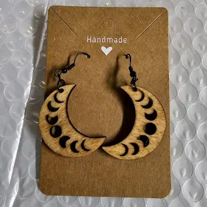 Wooden Moon Phase Earrings