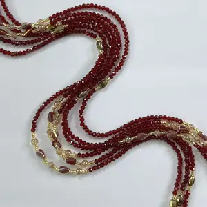 APHRODITE - Crystal Waistbeads - 45 to 60 Inch Tie On Waist Beads - Red Waistbeads - Gold Waistbeads, Durable & Non-Stretch, One Size Fits Most (XXS to 5XL) - Authentic Waistbeads