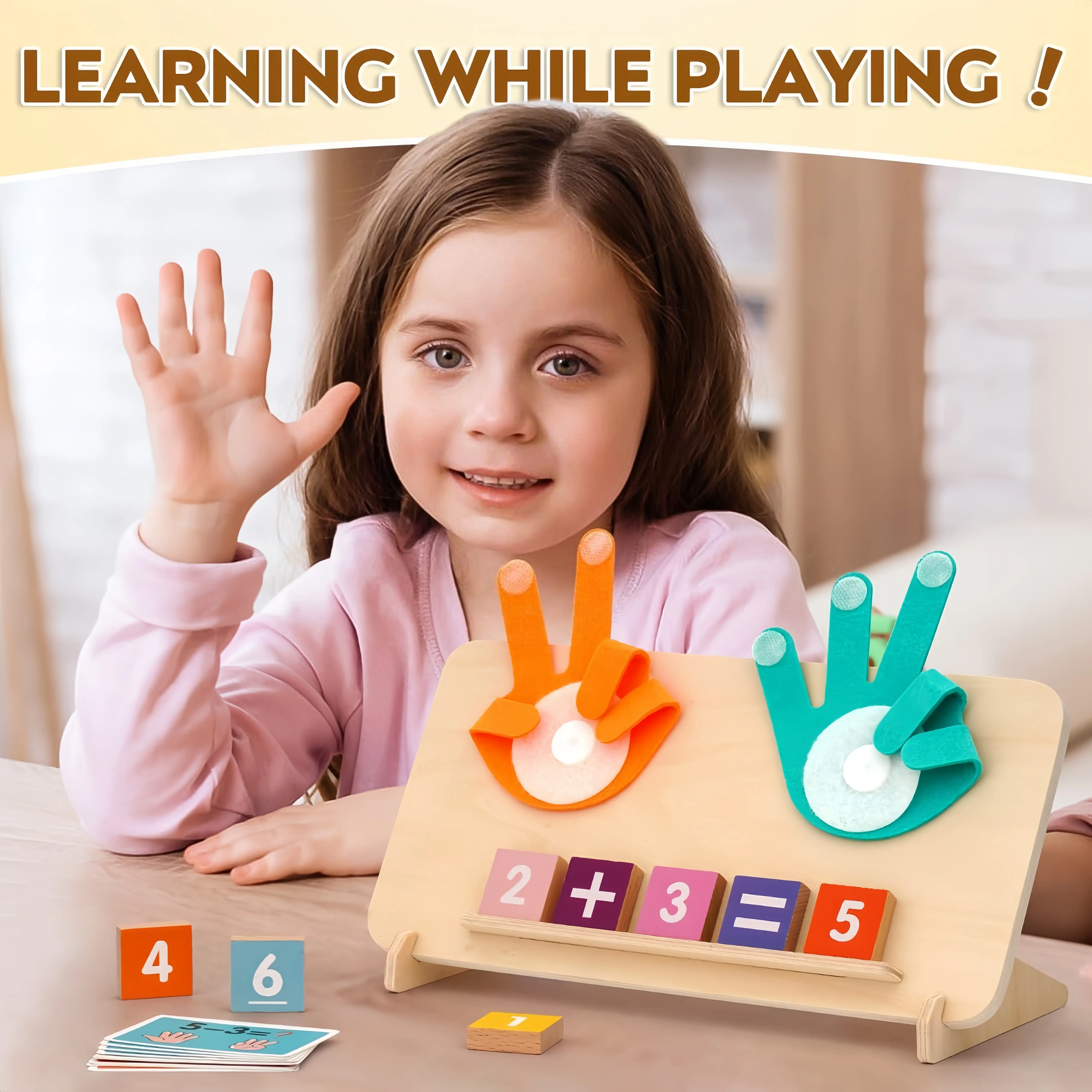 Wooden Montessori Math Number Block Toy for Toddlers 2-5, Montessori Method Counting Frames Set with Board, Toddler Learning Activities Tool, Screen Time Alternative, Preschool Homeschool Supplies, Ideal Kid Birthday Gift Ideas