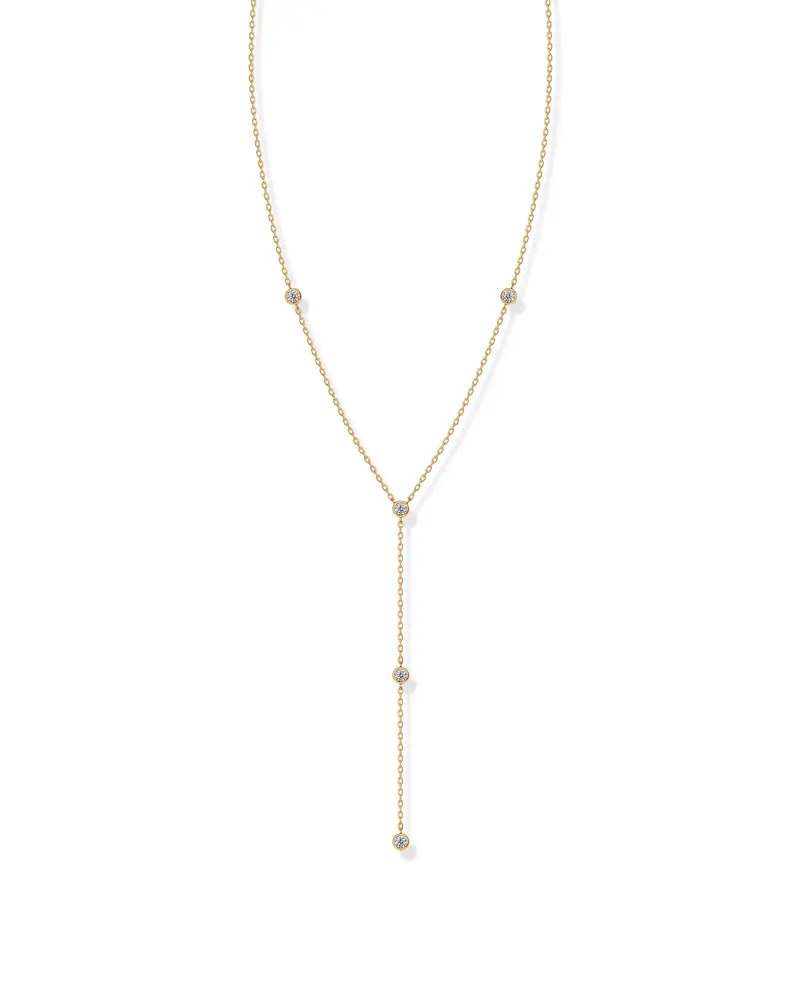 PAVOI 14K Gold Plated Women's Lariat Cubic Zirconia Station Necklace for Women