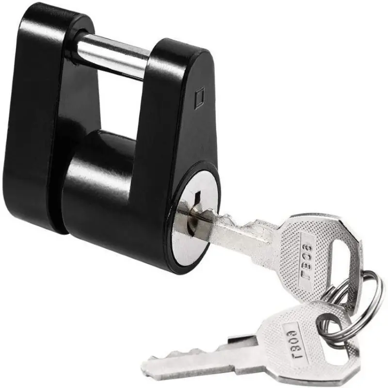 1-Pack Black Trailer Hitch Coupler Security Lock, 1/4-inch Diameter, 3/4-inch Span, Locking System, Suitable for Trailers, RVs, Trucks, and Cars, Sturdy Lock