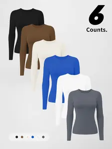 Women's Sporty Gym Top, Breathable Soft Plain Fabric, Casual Fitness Wear, 21 Inch Long Pilates Training Shirt, Athletic Yoga Tops