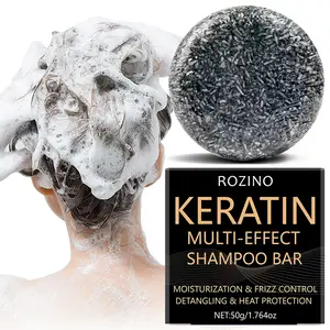 Rozino 50g Keratin Multi-Effect Shampoo Bar, Deep Moisturizing, Frizz Control, Anti-Dandruff, Oil Control, Damaged Hair Repair, Unisex Solid Shampoo Soap, Haircare, Hydrating, Cleansing