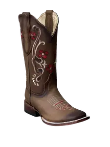 A&A WOMEN BOOTS, ESTILO BANDIDA, BOTA PARA DAMA, SUELA DE CUERO, COLOR TABACO.