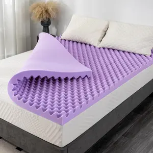 3 Inch Egg Crate Queen Memory Foam Mattress Topper, Lavender Scent Gel Infused Foam for Pressure Relief, CertiPUR-US Certified Queen Bed Topper, Purple 60"*80"