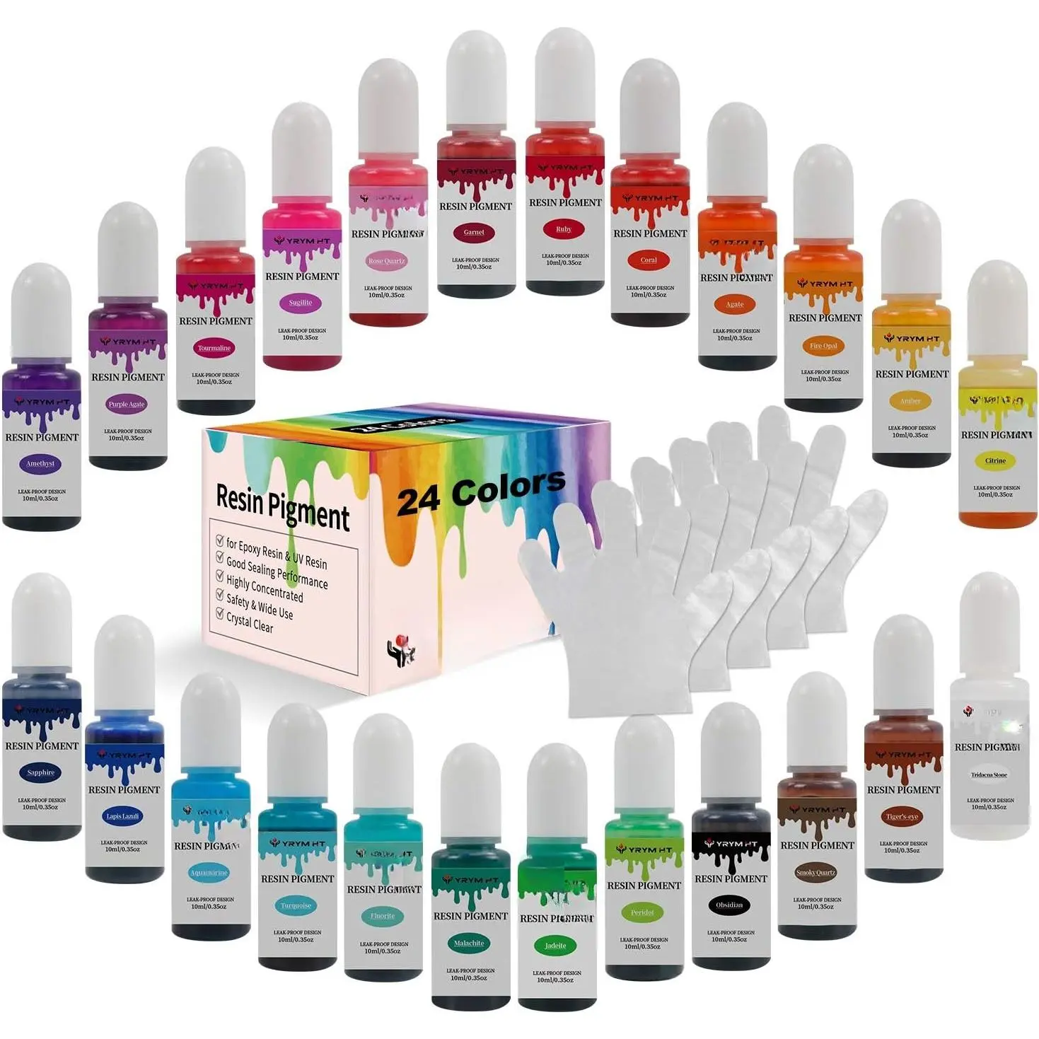 Epoxy  Pigment - 24 Colors  Epoxy  Dye Liquid for  Coloring,   Making - Concentrated Epoxy  Color Pigment for Art, , Crafts - 0.35oz Each