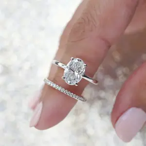 2PCS Luxury Oval CZ Ring Set – Elegant Engagement, Wedding & Promise Rings for Women