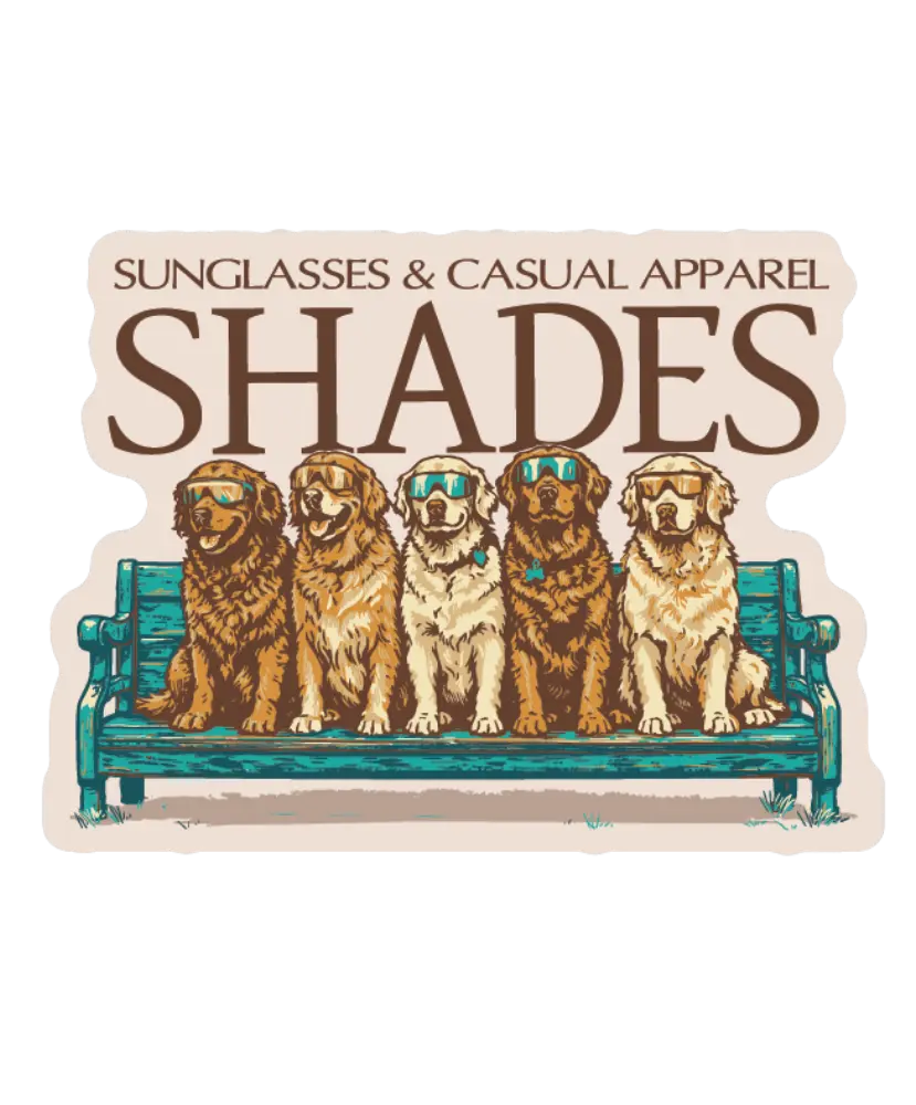 Shades - Dogs On A Bench Sticker