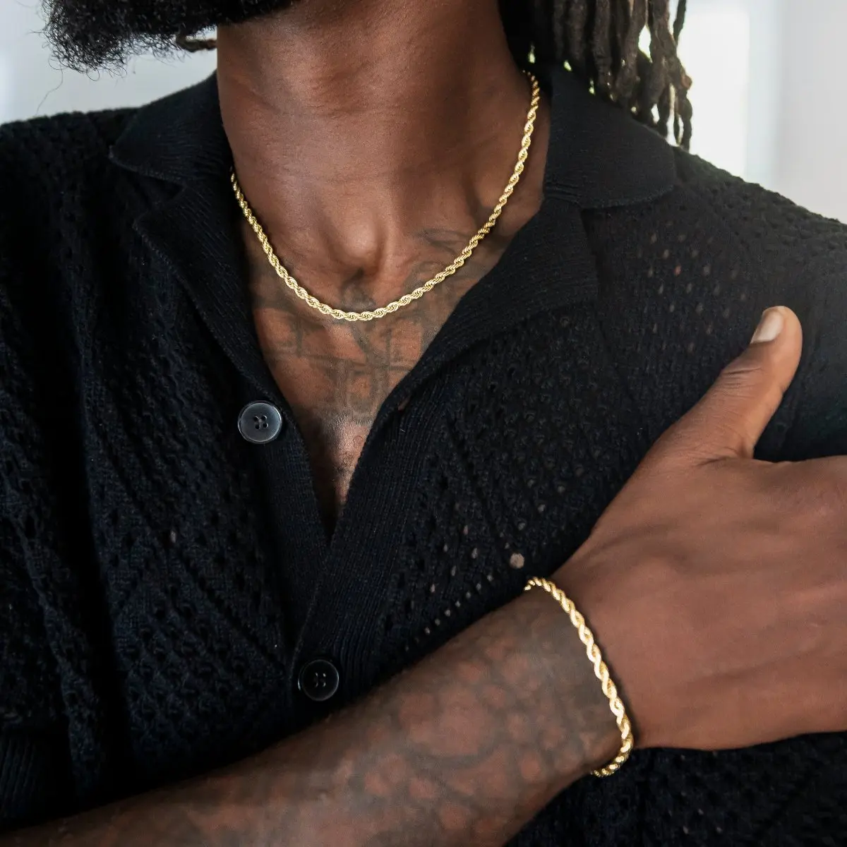 GLD Adjustable Rope Chain + Bracelet Bundle in Yellow Gold - 4mm - Perfect Gift #tiktokshopsummersale