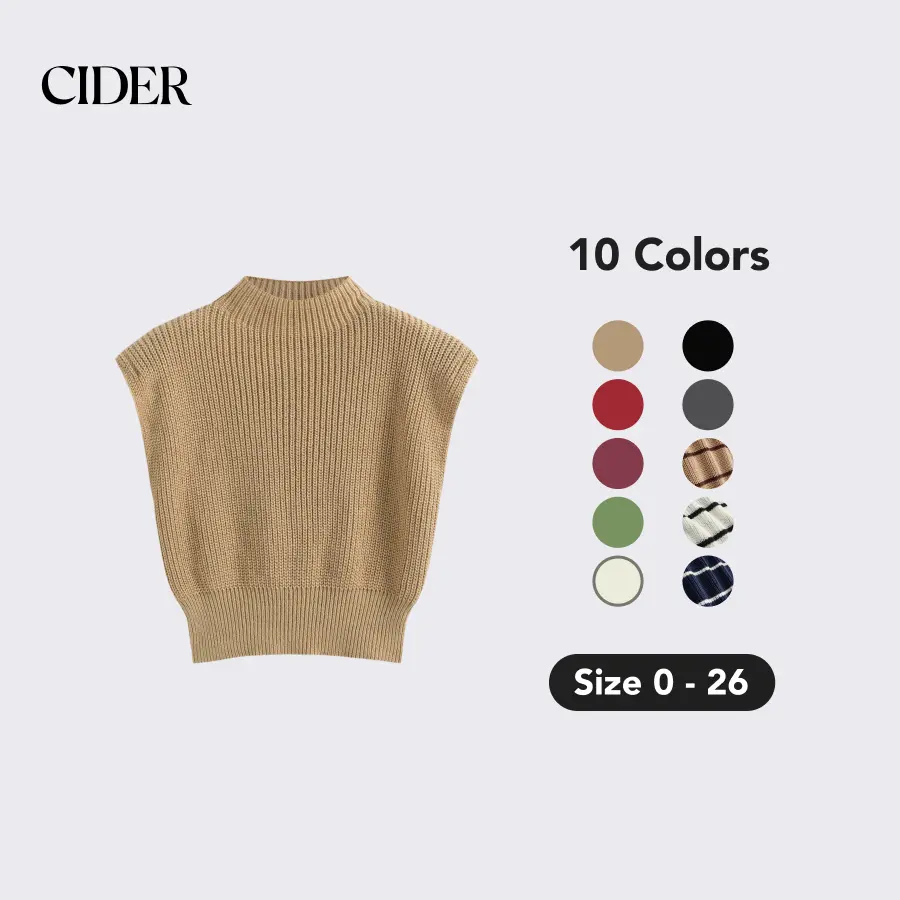 Cider Solid High Neck Knit Vest