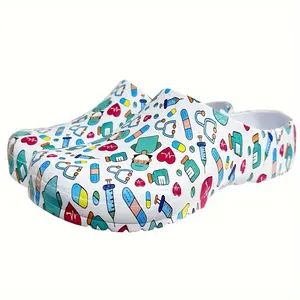 Chic Clogs Women's Slip-On Nurse Clogs - Lightweight, Non-Slip EVA Work Shoes with Colorful Pattern, Comfortable All-Season Indoor/Outdoor Garden Footwear, Nurse Accessories for Work