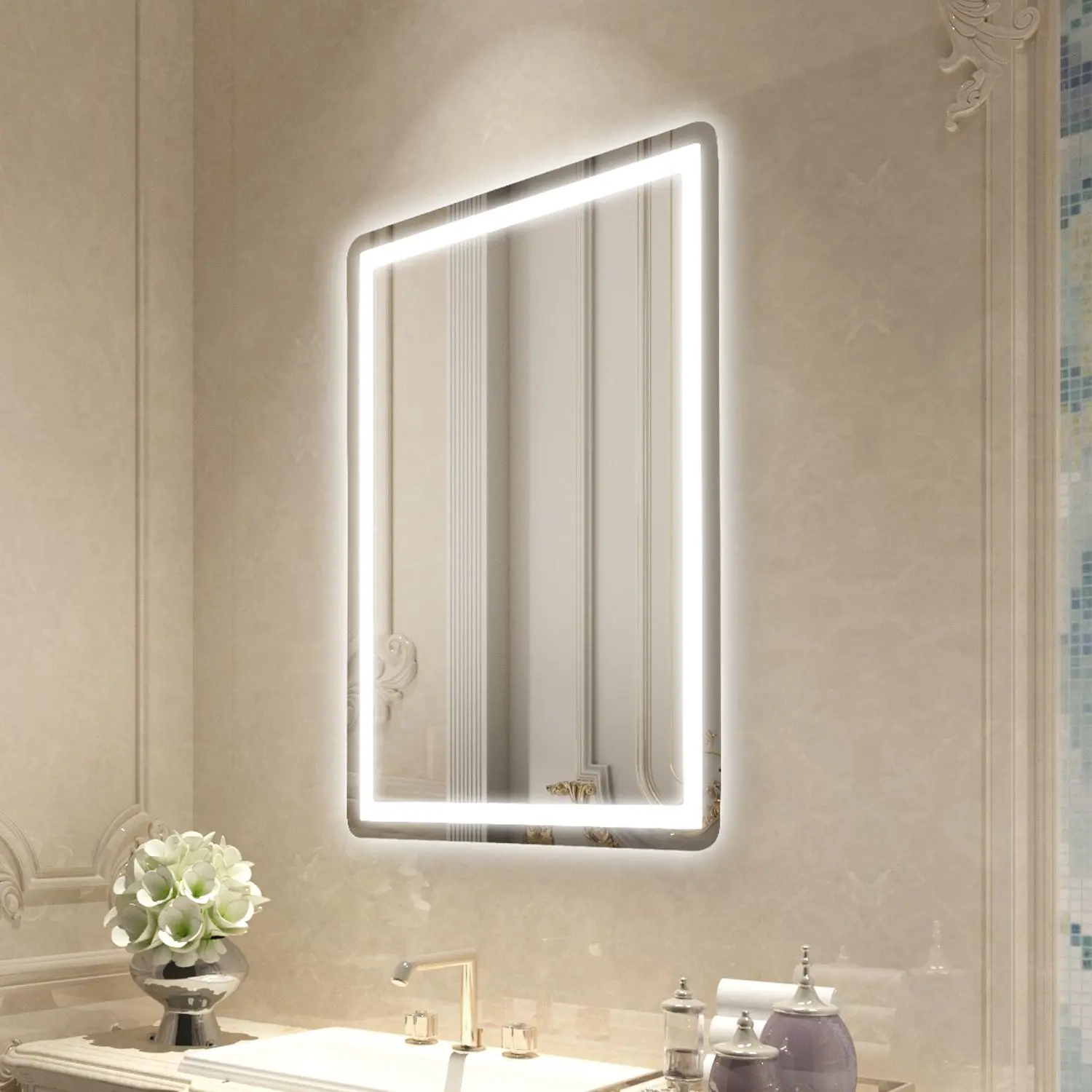 【summerfinds】VEVOR LED Bathroom Mirror, 24" x 32" LED Bathroom Vanity Mirror with Frontlit and Backlit, Anti-Fog Memory Mirror with Lights, Stepless 3 Colors Temperature Dimmable Bathroom Mirror, Wall Mounted