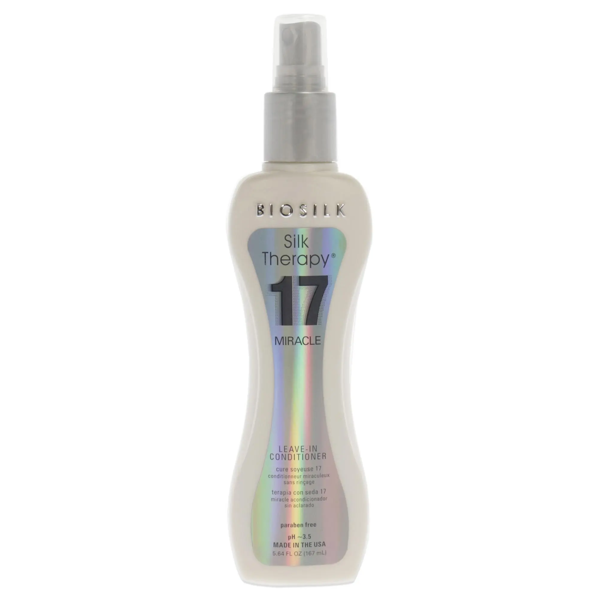 Biosilk Silk Therapy 17 Miracle Leave-In Conditioner, Unisex Haircare for All Hair Types, Apply Damp Formula, Softens Hair, 5.64 fl oz