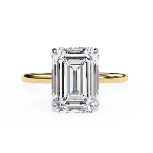 Emerald Lab Grown Diamond Hidden Halo Engagement Ring