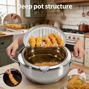 Deep Fryer Pot with Oil Drip Rack + 5 FREE Kitchen Tools!  The Ultimate Kitchen Frying Solution