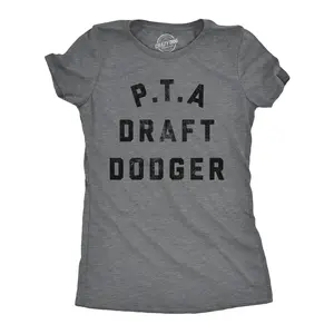 Womens Funny T Shirts PTA Draft Dodger Sarcastic Parent Teacher Novelty Tee for Ladies Funny Womens T Shirts Cute Vintage Fashion Casual Ladies T-Shirt Gift Funny Sarcastic Top Women's Novelty Tees Dark Grey