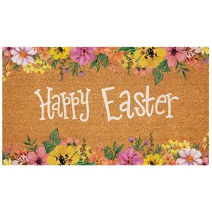 Evergreen 28"x16" Floral Bunny Coir Doormat
