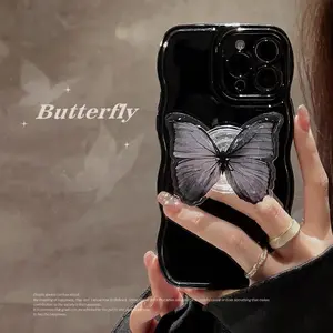 1 Pcs soid Phone Case With Butterfly Holder Protective Phone Case for iPhone 15 Pro Max 15 Pro 15 Plus 15 14 Pro Max 14 Pro 14 Plus 14 13 Pro Max 13 Pro 13