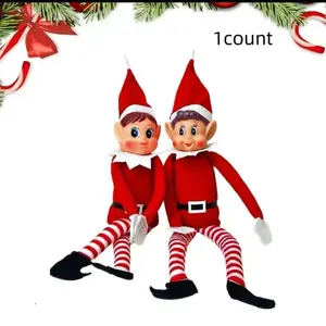 Set of 2 Funny Elf Decorations with Playful Features—Poseable Arms and Legs, Movable Heads with Expressive Eyes, Whimsical Beards, and Red Hats. A Perfect Gag Gift for Parties, and an Ideal Choice for Home, Office, or Party Decor.