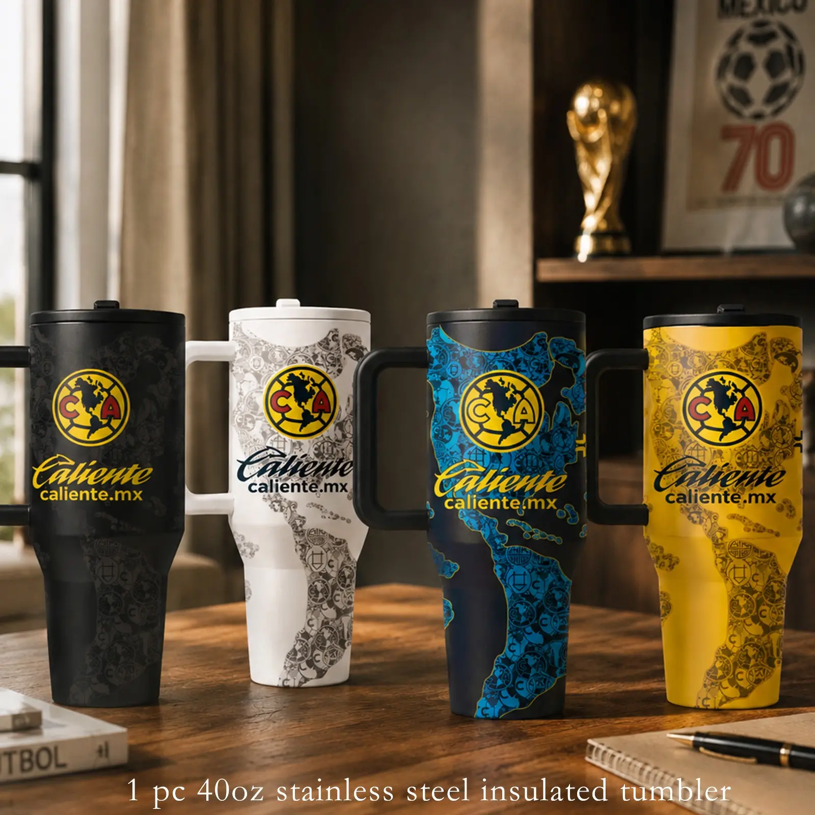 40oz Insulated Tumbler, Dual-Layer Vacuum Stainless Steel, Leak-Proof, Keeps Drinks Hot for 12 Hours & Cold for 24 Hours, Soccer Club Design, Soccer Team Tumbler, Perfect Gift