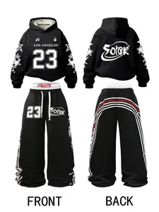 Men's Los Angeles 23 Star Hoodie & Wide Leg Pants Set (2 Piece), Y2K Fashion, Basketball Streetwear, Loose Fit Comfort, Athletic, Clothes, Aesthetics