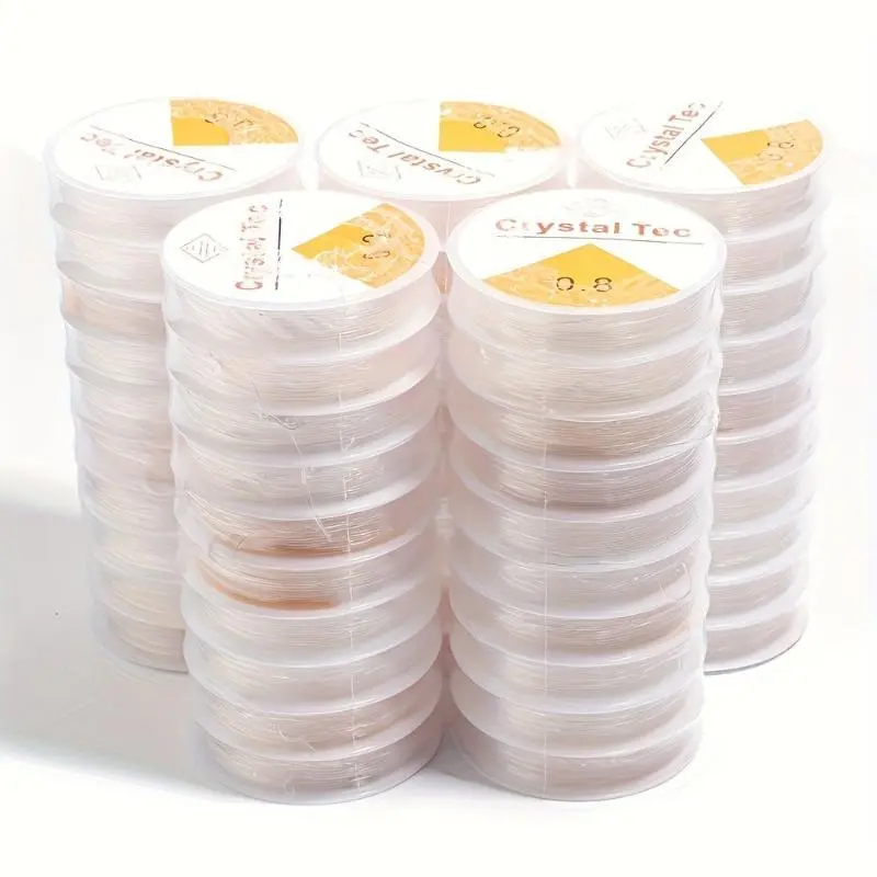 10pcs Transparent Crystal Elastic Thread Handmade Round Cord For DIY Jewelry Making Bracelet Beading Accessories - DIY Beaded Essential Accessories