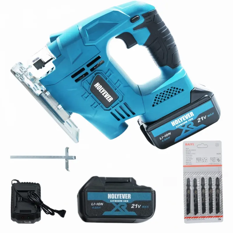 Holyever Cordless Brushless Jigsaw Cutting Machine for Makita, Variable Speed Power Tool with 0°-45° Miter Cut, 3-Position Track Setting, Non-Slip Base, Blade Compatibility, Batteries Included for Home DIY, Crafts, Power Tools