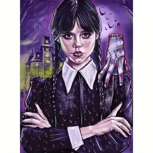 1 PC, Horror Theme, 5D Diamond Painting, Frameless, Includes Tool Kit. All-artificial round diamond painting, diamond art embroidery kit, suitable for home decoration, handmade relaxing and stress-relieving gift. Diamond Art Tools, Handmade Gifts