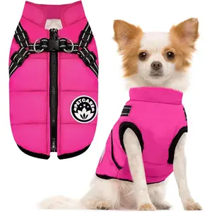 PETCARE Winter Dog Coat with Harness Built in Waterproof Dog Jackets Warm Pet Fleece Vest Windproof Snow Jacket Snowsuit Reflective Dogs Cold Weather Coats for Puppy Small Medium Large Dogs Cats