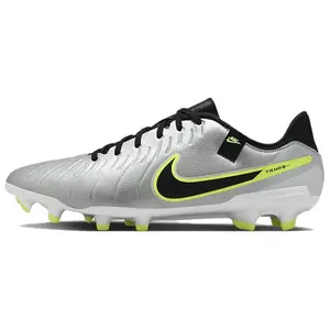 Nike Tiempo Legend 10 Academy Synthetic Leather Traction Football Cleats for Men and Women in Silver Black Trending Shoes, House White Official Shoes to Get / Maison Mihara
