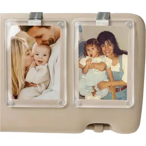 Personalized  Visor Photo Clip - Custom  Picture Holder with Text,  for Dad, Mom, Husband, Wife, or Girlfriend (21-Photo Insert)