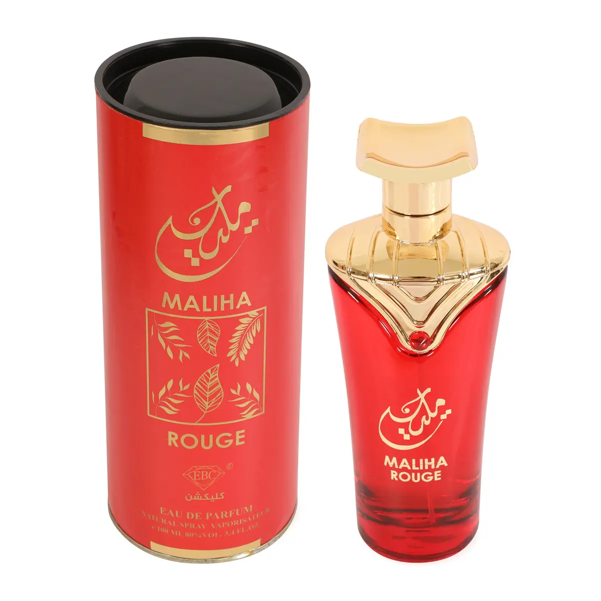 EBC Maliha Rouge Eau de Parfum - 3.4 oz. Red Bottle with Gold Cap and Red Packaging
