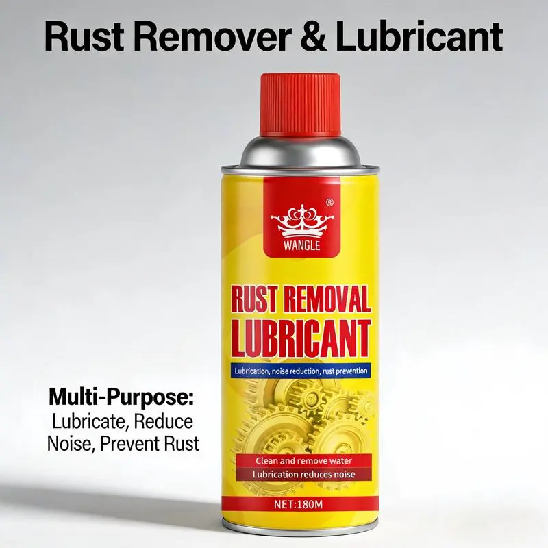180mL Multi-Function Rust Cleaner Spray - Metal & Automotive Solution with Lubrication, Rust Prevention, Noise Reduction