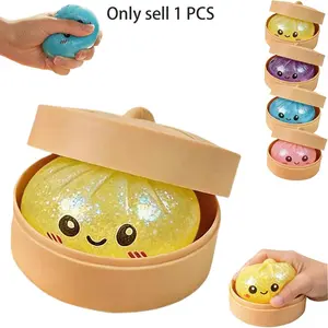 1 Glitter Dumpling Squishy, Glitter Dumpling Stress Ball, Dumplings Stress Balls Fidget Sensory Toy, Anxiety Squishies, Decompression Squeeze, Anxiety Relief Products, Squishies Dumpling Toys for Teens & Adults