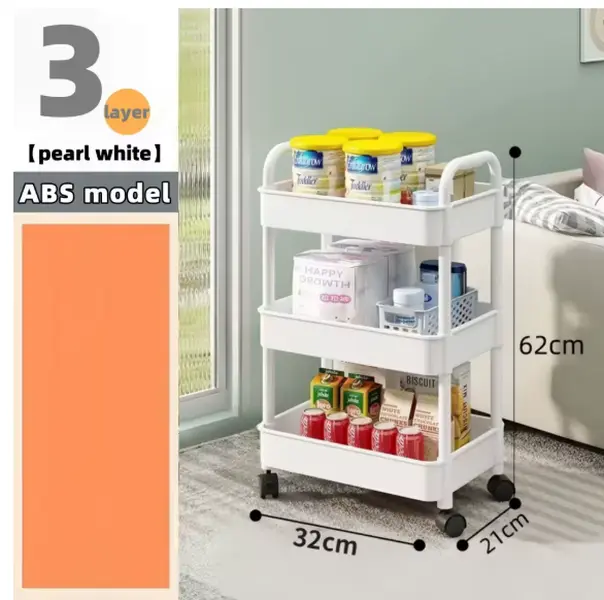 4-Tier Heavy Duty Rolling Storage Cart - Multi-functional Floor-Standing Trolley for Kitchen, Bathroom, Nursery, Bedroom, Thic