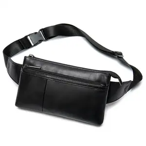 NIUCUNZH Fanny Pack for Men and Women, Super Lightweight Waist Pack Belt Bag Hip Crossbody Purse - Soft Lambskin Leather Black