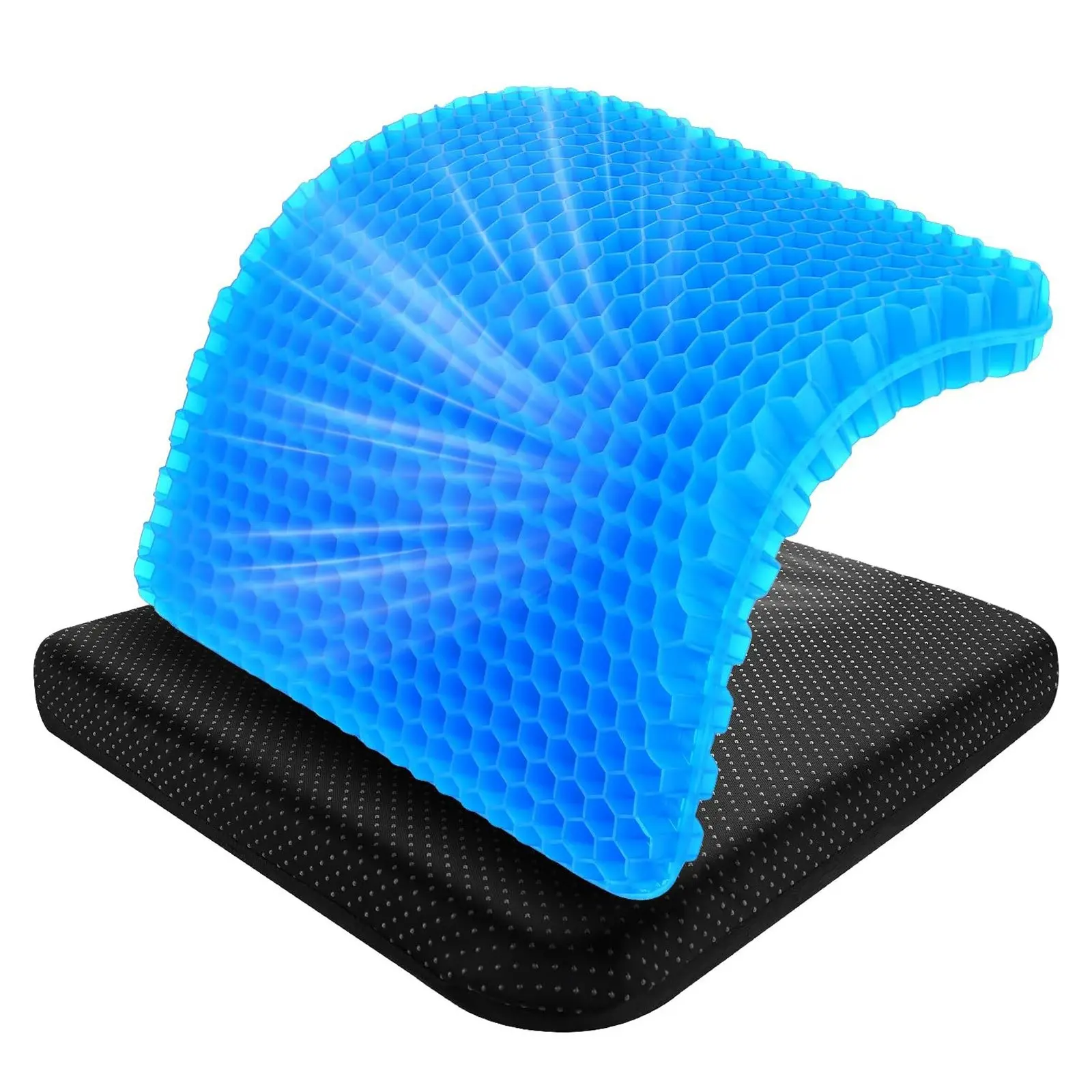 Double-layered honeycomb gel seat cushion, Square seat cushion, is elastic, easy to carry, foldable, detachable, enhances airflow, keeping the bottom cool, suitable for long-sitting in office or car, gift