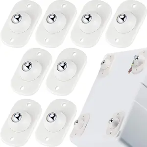 Self Adhesive Caster Wheels, 8 Pcs White Wheels for Appliances, Mini Swivel Wheels 360 Degree Rotation Sticky Pulley for Trash Can Bottom Storage Box