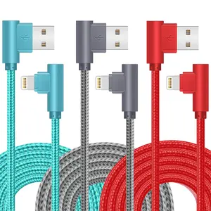 iPhone Charger Cable Right Angle Lightning Cable 3Pack 90 Degree 6FT Nylon Braid Charging Cord Fast Charging Compatible for iPhone 14/13/12/11/XS/MAX/X/8/7/6 Smartphone Cellphone Electronic  durable charging cord Device Automatic charger Games
