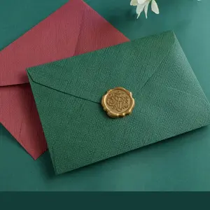 Burlap Envelope with Wax Seal, 1 Count V Flap Mailing Envelope, Random Color, No Letter Paper Included, Vintage Invitation Envelope for Birthday, Wedding, Graduation, Greeting Cards & Gift Notes