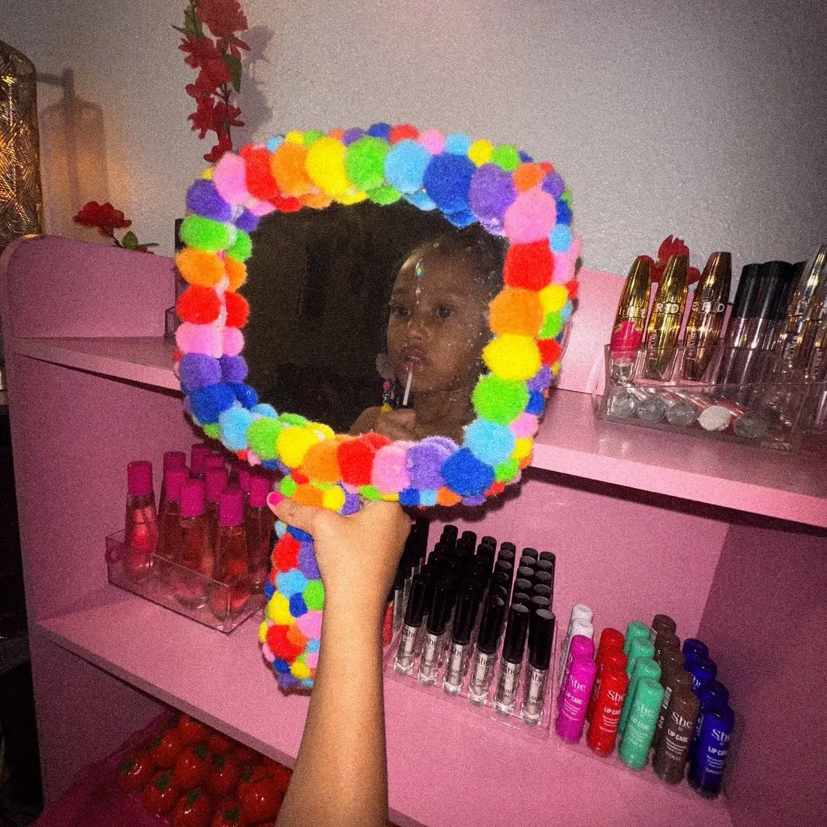 Custom Made Pom-Pom Hand Mirror