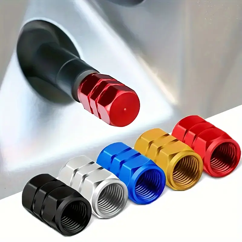 4pcs Automotive tire valve cap aluminum alloy explosion-proof valve cap valve core cover - durable, dustproof, easy to install, Car Tire Caps