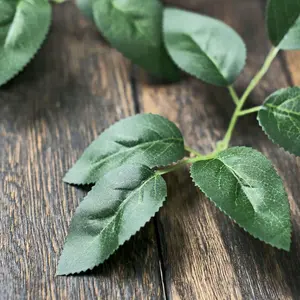 100-Pack Artificial Green Rose Leaves, Bulk Fake Greenery for DIY Wreath, Garlands (Home Decor Supplies)