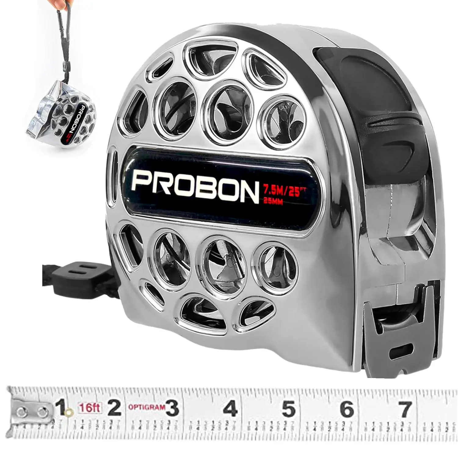 Metal Gauge Tape Measure,7.5m/25ft Stainless Steel Measuring Tape with Fraction Markings, Portable Retractable Measure Ruler for Household Agricultural Industrial Woodworking, Men & Fathers Gifts （2026 New ）