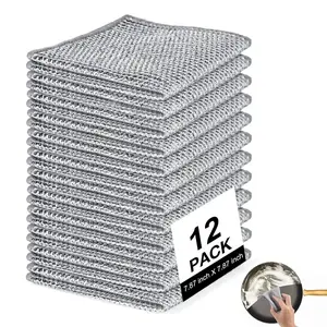 12 Pcs New Upgrade Steel Wire Dishcloth,Non Scratch WireDishcloth for Wet and Dry Use,Powerful Cleaning Non-Scratch Wire Dishcloth Rag for Cookware, Sinks, Dishes,Stove Tops