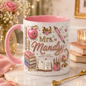 Personalized Reading Lover Mug 2D Printed 3D Effect, Custom Name Ceramic Coffee Cup with Bookish Design for Readers, Book Lovers and Moms, Perfect for Mother’s Day, Birthdays, Holidays, Cozy Reading Time, Meaningful Gift Idea