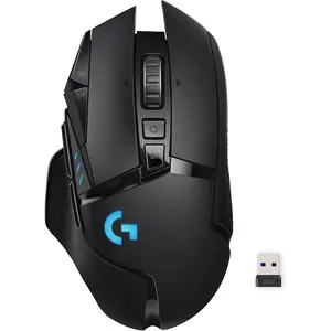 502 Lightspeed Wireless Gaming Mouse with Hero 25K Sensor, Powerplay Compatible, Tunable Weights and Lightsync RGB - Black