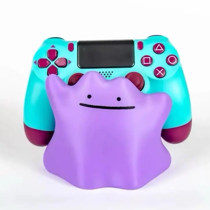 Ditto Game Controller Stand Holder Gaming Room Home Decor Anime Character Poke Purple Smiley Face Remote Gifts for Him Organizer Desk