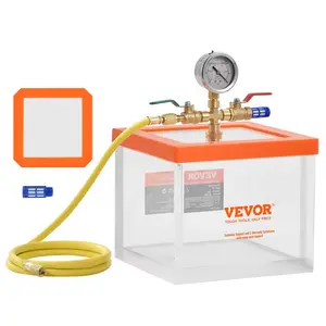 VEVOR 2 Gallon Vacuum Chamber, TikTokShopBlackFriday, Upgraded Multipurpose Acrylic Vacuum Degassing Chamber, Transparent Vacuum Chamber, for Resin Degassing, Silica Gel Degassing, Gypsum Degassing and Vacuum Extraction